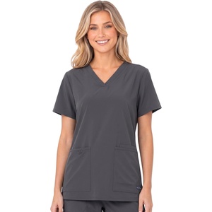 image:imageNautica Scrub Tops Women  Stretch Fabric Medical Nurse Shirt VNeckCharcoal