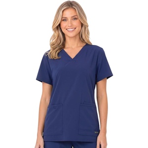 image:imageNautica Scrub Tops Women  Stretch Fabric Medical Nurse Shirt VNeckNavy