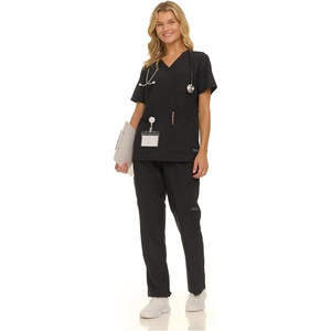 image:imageNautica Scrubs for Women Set of 2  Medical Nursing Stretch Top amp PantsBlack