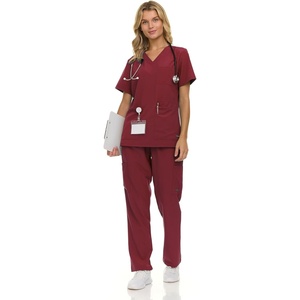 image:imageNautica Scrubs for Women Set of 2  Medical Nursing Stretch Top amp PantsCabernet