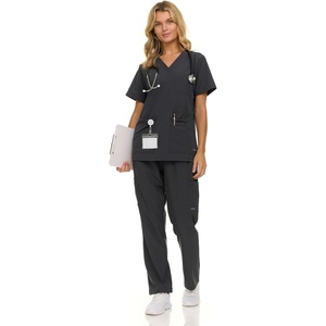 image:imageNautica Scrubs for Women Set of 2  Medical Nursing Stretch Top amp PantsCharcoal