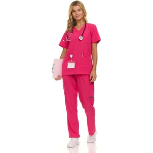 image:imageNautica Scrubs for Women Set of 2  Medical Nursing Stretch Top amp PantsFuschia