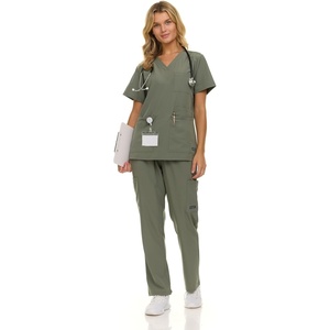 image:imageNautica Scrubs for Women Set of 2  Medical Nursing Stretch Top amp PantsOlive