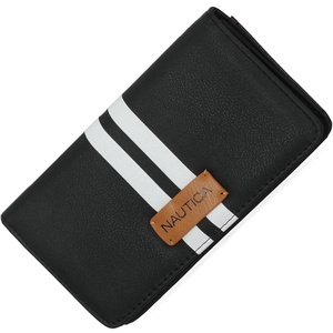 image:imageNautica Seaside Slim Womens Wallet RFID Blocking Credit Card Holder Coin Purse Checkbook Organizer Clutch Small Vegan Leather Wallet for Travel DoveBlack Racing Stripe