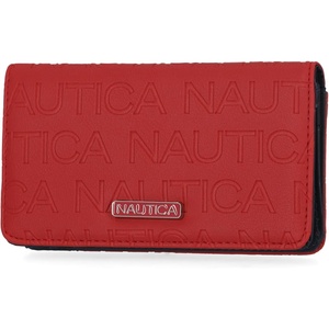image:imageNautica Seaside Slim Womens Wallet RFID Blocking Credit Card Holder Coin Purse Checkbook Organizer Clutch Small Vegan Leather Wallet for Travel DoveRed Embossed Logo