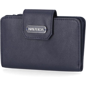 image:imageNautica Womens Close Reach Vegan Leather RFID Wallet Small Credit Card Holder Purse with Zipper Coin Pocket and ID Window in IndigoIndigo