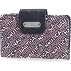 image:imageNautica Womens Close Reach Vegan Leather RFID Wallet Small Credit Card Holder Purse with Zipper Coin Pocket and ID Window in IndigoIndigo Jacquard