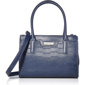 image:imageNautica Womens Sandy Jr Top Handel Satchel with Removable Crossbody StrapNavy Embossed Logo