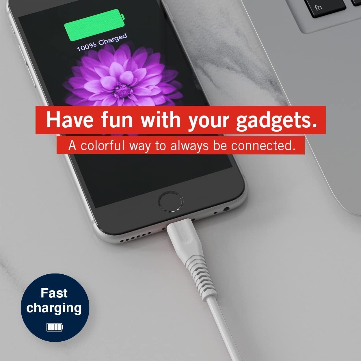 image:imageNautica USB C to Lightning Cable Type C to Lightning Cable USB C Charger MFi Verified Fast Charger Charging Cord Compatible with iPhone 1312 Pro Max11XXSXR iPad AirPod 4 Ft NavyWhite