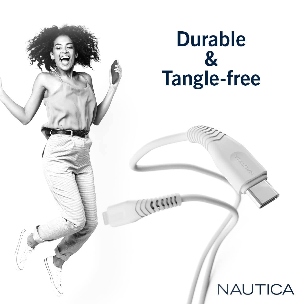 image:imageNautica USB C to Lightning Cable Type C to Lightning Cable USB C Charger MFi Verified Fast Charger Charging Cord Compatible with iPhone 1312 Pro Max11XXSXR iPad AirPod 4 Ft NavyWhite