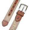 image:imageNautica Mens Casual Leather Belt  Everyday  Classic  Pants  Jeans  Khakis  Chinos  Metal BuckleWebbing Logo  Khaki