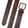 image:imageNautica Mens Signature Leather and Canvas Belt  Ribbon Detail  Flag Design  Classic  Casual  Metal BuckleEmbossed Logo  Brown