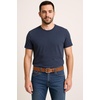 image:imageNautica Mens Signature Leather and Canvas Belt  Ribbon Detail  Flag Design  Classic  Casual  Metal BuckleEmbossed Logo  Tan