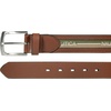 image:imageNautica Mens Signature Leather and Canvas Belt  Ribbon Detail  Flag Design  Classic  Casual  Metal BuckleRibbon Panel  TanGreen