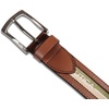 image:imageNautica Mens Signature Leather and Canvas Belt  Ribbon Detail  Flag Design  Classic  Casual  Metal BuckleRibbon Panel  TanGreen