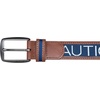 image:imageNautica Mens Signature Leather and Canvas Belt  Ribbon Detail  Flag Design  Classic  Casual  Metal BuckleSignature Logo  Navy