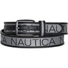 image:imageNautica Mens Signature Leather and Canvas Belt  Ribbon Detail  Flag Design  Classic  Casual  Metal BuckleSignature Logo  Grey