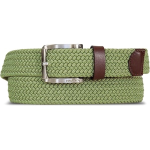 image:imageNautica Mens Casual Leather Belt  Everyday  Classic  Pants  Jeans  Khakis  Chinos  Metal BuckleBraided Webbing  Moss