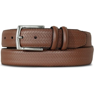 image:imageNautica Mens Casual Leather Belt  Everyday  Classic  Pants  Jeans  Khakis  Chinos  Metal BuckleDouble Keeper Woven  Tan