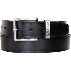image:imageNautica Mens Casual Leather Belt  Everyday  Classic  Pants  Jeans  Khakis  Chinos  Metal BuckleEngraved Keeper  Black