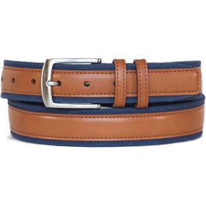 image:imageNautica Mens Casual Leather Belt  Everyday  Classic  Pants  Jeans  Khakis  Chinos  Metal BuckleSignature Canvas  Cognac
