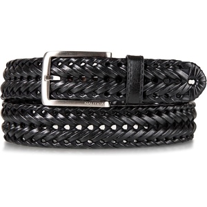 image:imageNautica Mens Casual Leather Belt  Everyday  Classic  Pants  Jeans  Khakis  Chinos  Metal BuckleWoven Detail  Black
