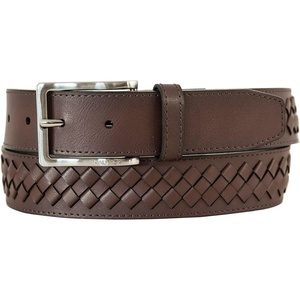 image:imageNautica Mens Dress Leather Belt for Suits and Pants  Classic  Business  Fashion  Adjustable  Metal BuckleCenter Woven  Brown