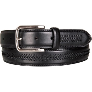 image:imageNautica Mens Dress Leather Belt for Suits and Pants  Classic  Business  Fashion  Adjustable  Metal BuckleLeather Laced  Black