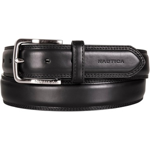 image:imageNautica Mens Dress Leather Belt for Suits and Pants  Classic  Business  Fashion  Adjustable  Metal BuckleLogo Inlay Double Stitch  Black