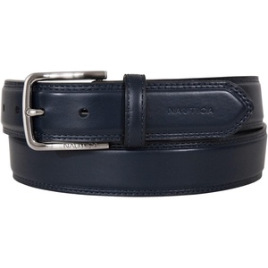 image:imageNautica Mens Dress Leather Belt for Suits and Pants  Classic  Business  Fashion  Adjustable  Metal BuckleLogo Inlay Double Stitch  Navy