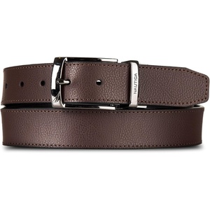 image:imageNautica Mens Reversible Leather Belt  2in1  Classic  Everyday  Business  Work  Dress  Casual  Metal BuckleEngraved  BrownBlack