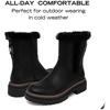 image:imageNautica Women Fur Chelsea Boots Winter Platform Chunky Low Heel Microsuede Comfortable amp Slip Resistant Ankle Mid Calf Boots for LadiesBlack