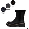 image:imageNautica Women Fur Chelsea Boots Winter Platform Chunky Low Heel Microsuede Comfortable amp Slip Resistant Ankle Mid Calf Boots for LadiesBlack