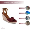 image:imageNautica Womens Espadrille Wedge Sandals  Platform Heel Summer Dress Shoes with Ankle Strap and Bow  Comfortable Open Toe Beach and Casual FootwearBurgundybuckle