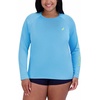 image:imageNautica Womens Long Sleeve Rashguard  QuickDry UPF Protection Swim Shirt Pool Beach Hiking Yoga VolleyballLight Blue