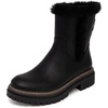 image:imageNautica Women Fur Chelsea Boots Winter Platform Chunky Low Heel Microsuede Comfortable amp Slip Resistant Ankle Mid Calf Boots for LadiesBlack