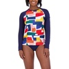 image:imageNautica Womens Long Sleeve Rashguard  QuickDry UPF Protection Swim Shirt Pool Beach Hiking Yoga VolleyballBlock Multi