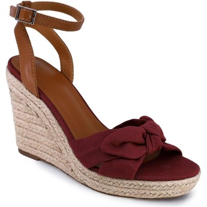image:imageNautica Womens Espadrille Wedge Sandals  Platform Heel Summer Dress Shoes with Ankle Strap and Bow  Comfortable Open Toe Beach and Casual FootwearBurgundybuckle