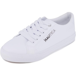 image:imageNautica Womens Fashion Sneaker Classic LowTop LaceUp Casual Shoe with Metal Side Logo and Soft Cushioned Comfort for Everyday WearArentwhite