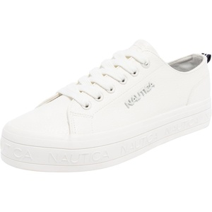 image:imageNautica Womens Fashion Sneaker Classic LowTop LaceUp Casual Shoe with Metal Side Logo and Soft Cushioned Comfort for Everyday WearWhite Aviles