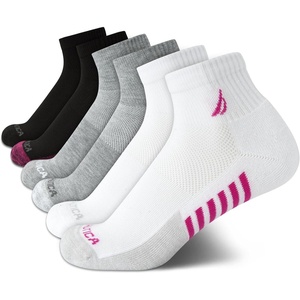 image:imageNautica Womens High Quarter Socks Moisture Wicking Cushioned Socks 6 PackBlackWhiteGrey