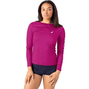 image:imageNautica Womens Long Sleeve Rashguard  QuickDry UPF Protection Swim Shirt Pool Beach Hiking Yoga VolleyballBerry
