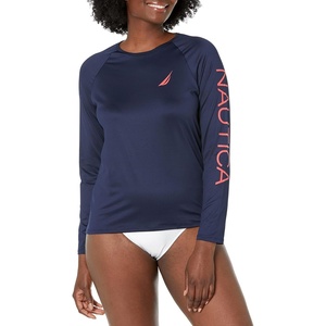 image:imageNautica Womens Long Sleeve Rashguard  QuickDry UPF Protection Swim Shirt Pool Beach Hiking Yoga VolleyballDeep Sea