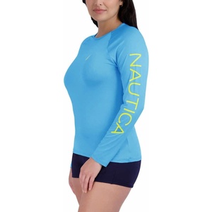 image:imageNautica Womens Long Sleeve Rashguard  QuickDry UPF Protection Swim Shirt Pool Beach Hiking Yoga VolleyballLight Blue