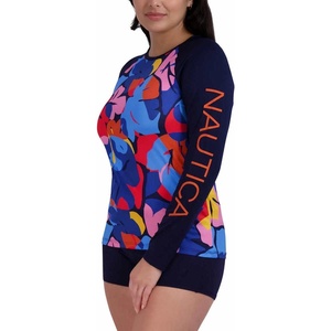 image:imageNautica Womens Long Sleeve Rashguard  QuickDry UPF Protection Swim Shirt Pool Beach Hiking Yoga VolleyballMulticolor