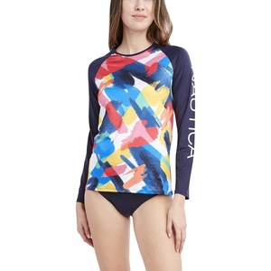 image:imageNautica Womens Long Sleeve Rashguard  QuickDry UPF Protection Swim Shirt Pool Beach Hiking Yoga VolleyballMulticolor