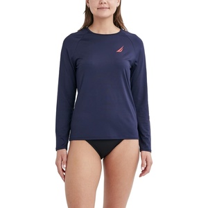 image:imageNautica Womens Long Sleeve Rashguard  QuickDry UPF Protection Swim Shirt Pool Beach Hiking Yoga VolleyballOcean Sea