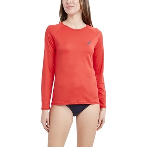 image:imageNautica Womens Long Sleeve Rashguard  QuickDry UPF Protection Swim Shirt Pool Beach Hiking Yoga VolleyballOrange