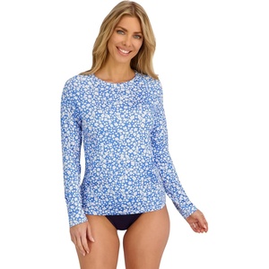 image:imageNautica Womens Long Sleeve Rashguard  QuickDry UPF Protection Swim Shirt Pool Beach Hiking Yoga VolleyballSeablue