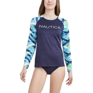 image:imageNautica Womens Long Sleeve Rashguard  QuickDry UPF Protection Swim Shirt Pool Beach Hiking Yoga VolleyballWave